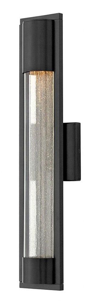 Sleek Satin Black Outdoor Wall Sconce with Seedy Glass