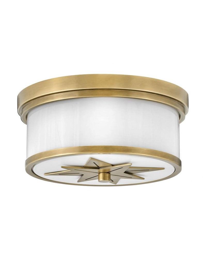 Montrose Heritage Brass 2-Light LED Flush Mount with Etched Opal Glass