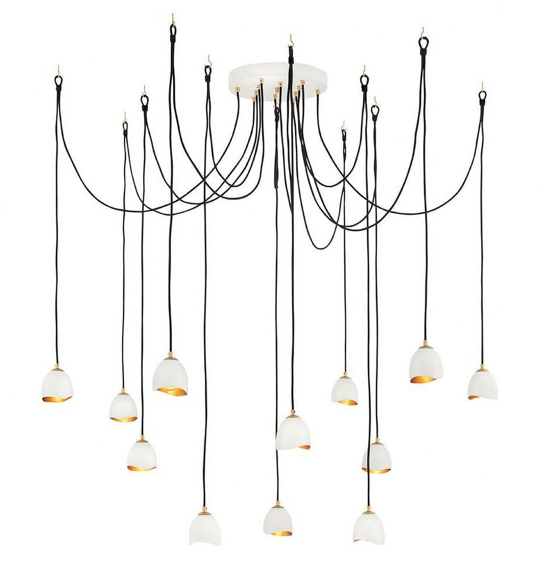 Nula 12-Light Shell White Steel Multi-Tier Chandelier