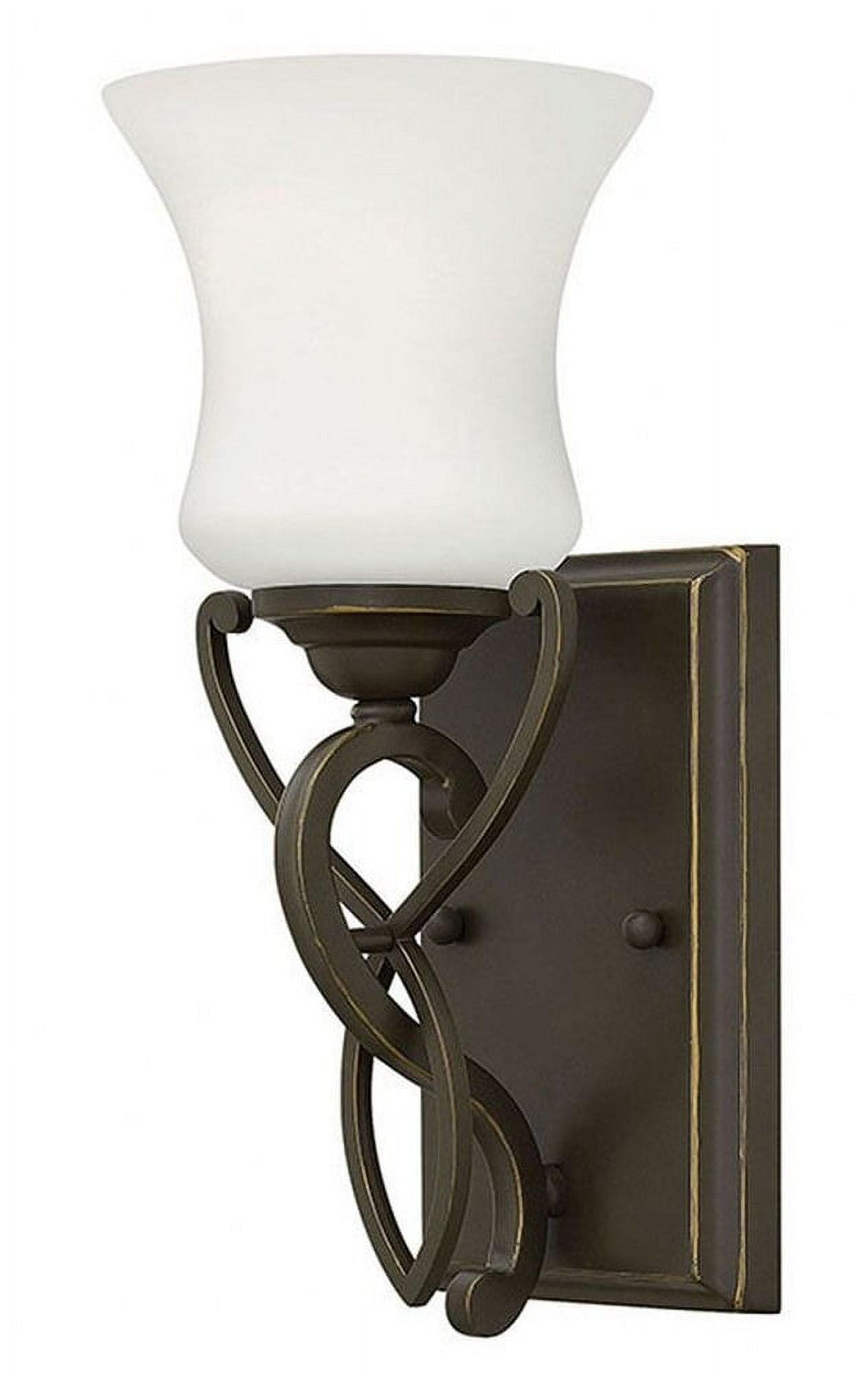 Olde Bronze Outdoor Dimmable Wall Sconce with Etched Opal Glass