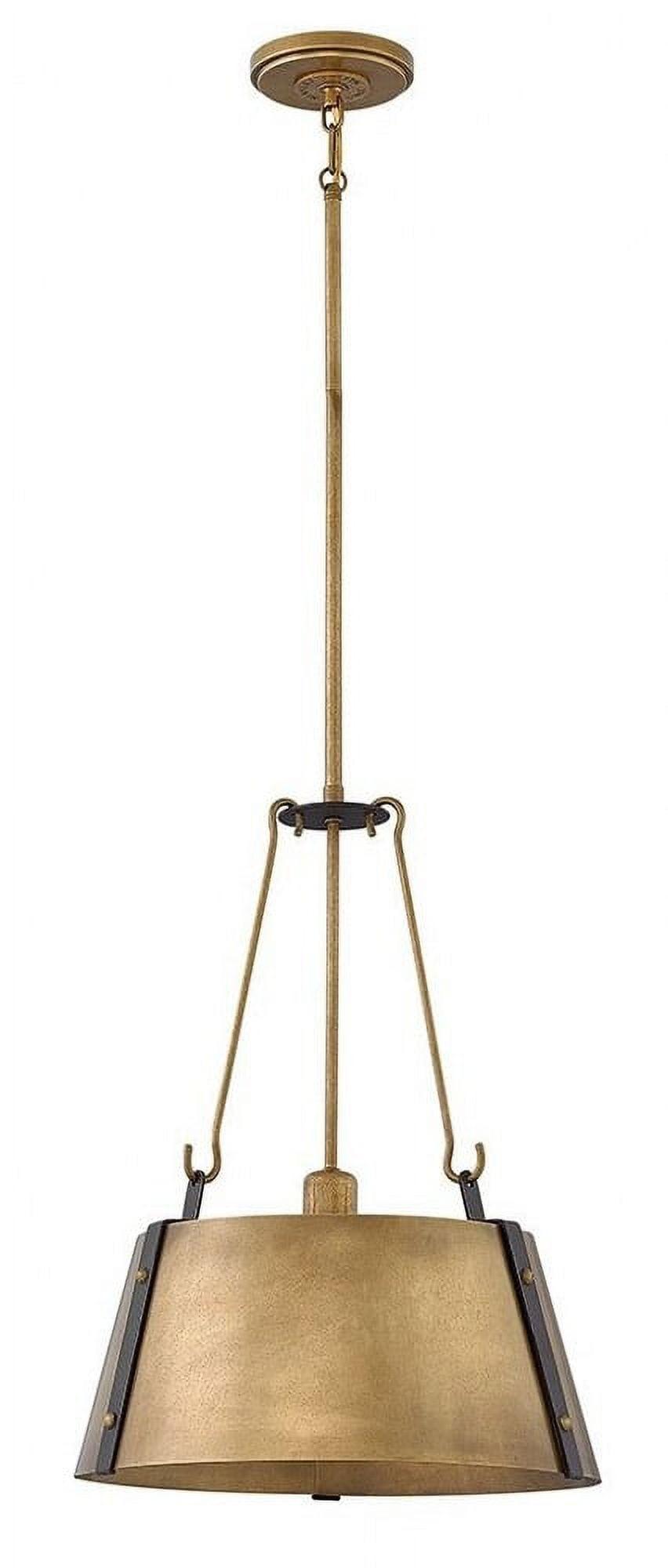 Rustic Brass Drum Pendant Light with Bronze Finish