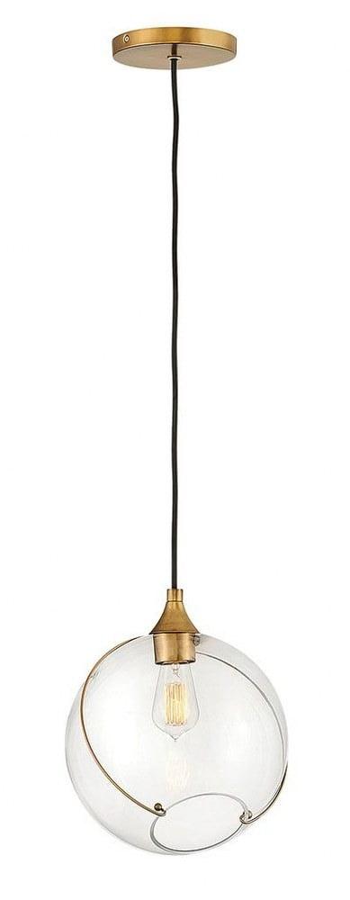 Heritage Brass Globe Pendant with Clear Glass Shade