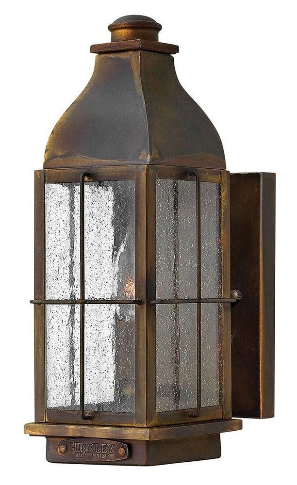 Sienna Brown Aluminum Outdoor Wall Mount Light with Clear Seedy Glass