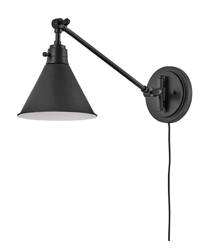 Arti 7.75-in Swing Arm Extendable Single Light Plug-In Sconce with On/Off Switch