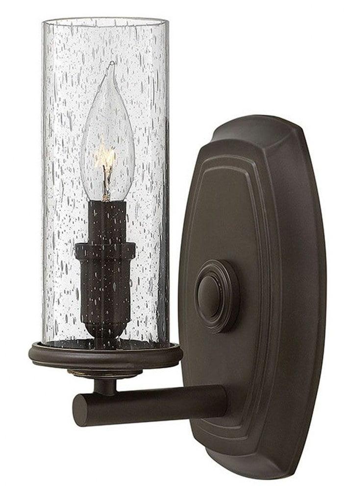 Oil Rubbed Bronze Dimmable Wall Sconce with Clear Seedy Glass