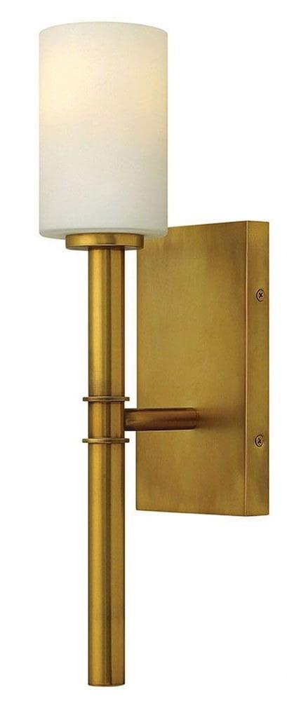 Elegant Vintage Brass Dimmable Sconce with Etched Opal Shade