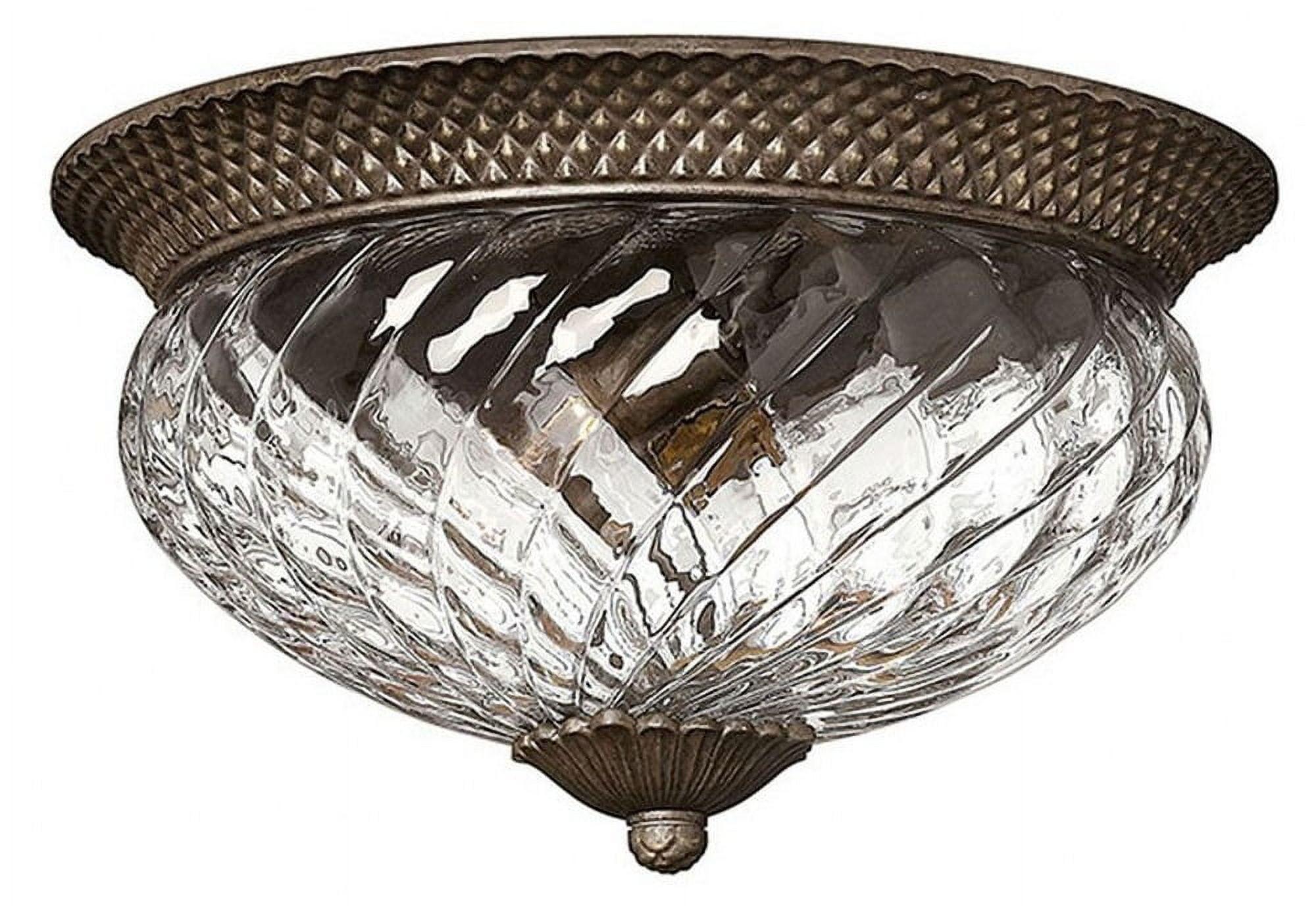 Pearl Bronze 3-Light Indoor/Outdoor Flush Mount with Clear Optic Glass