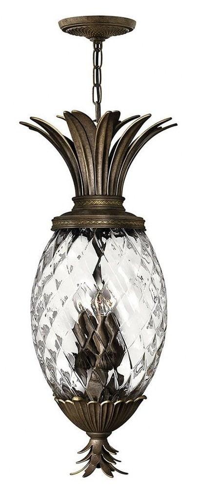 Plantation Pearl Bronze 4-Light LED Indoor/Outdoor Pendant with Clear Optic Glass