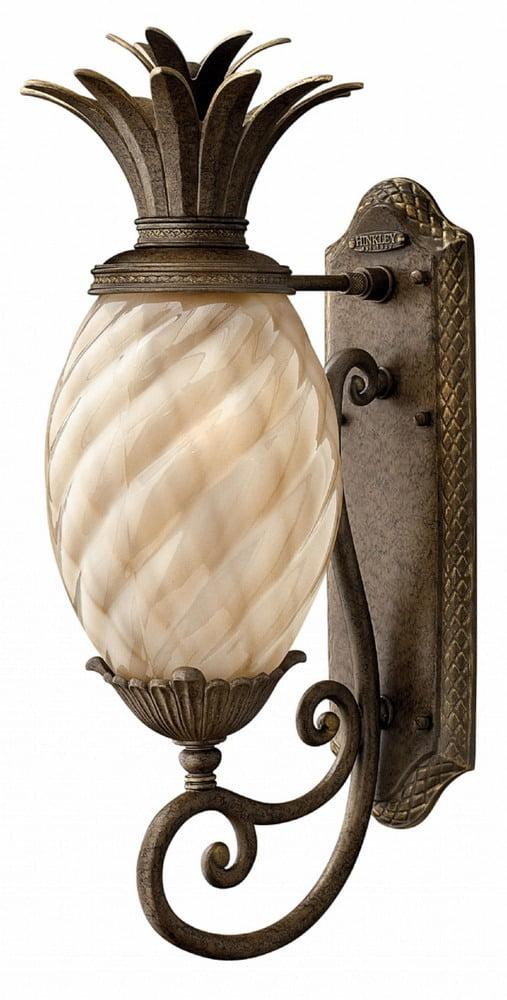 Pearl Bronze 1-Light Outdoor Wall Sconce with Amber Optic Glass