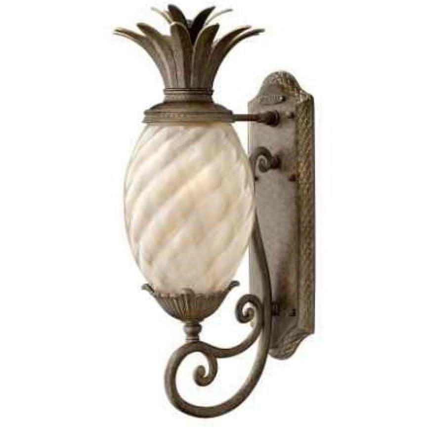Pearl Bronze 1-Light Outdoor Wall Sconce with Amber Optic Glass