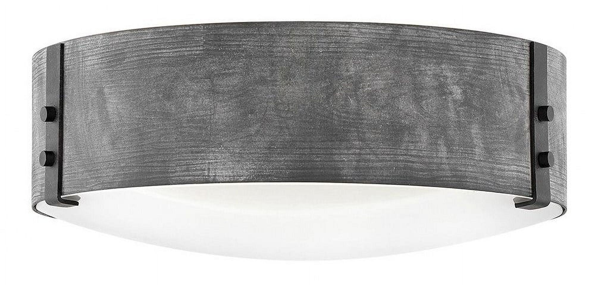 Rustic Aged Zinc & Black 3-Light Outdoor Flush Mount with Clear Seedy Glass