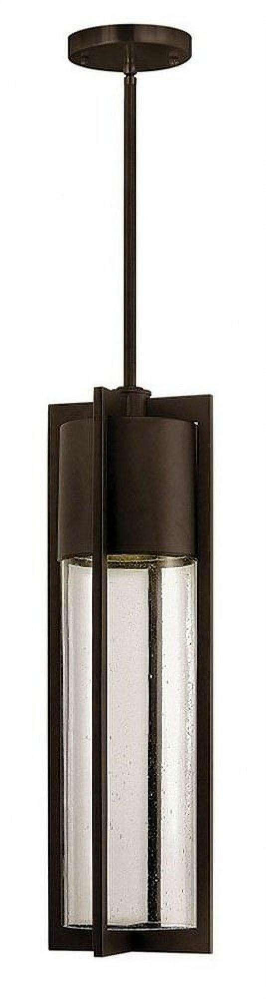 Buckeye Bronze Modern Outdoor Hanging Light with Clear Seedy Glass