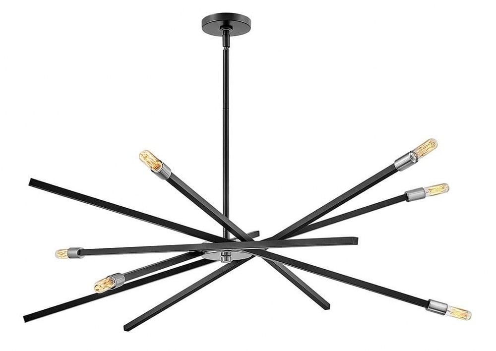 Mini Sputnik 6-Light Chandelier in Satin Black with Articulating Arms