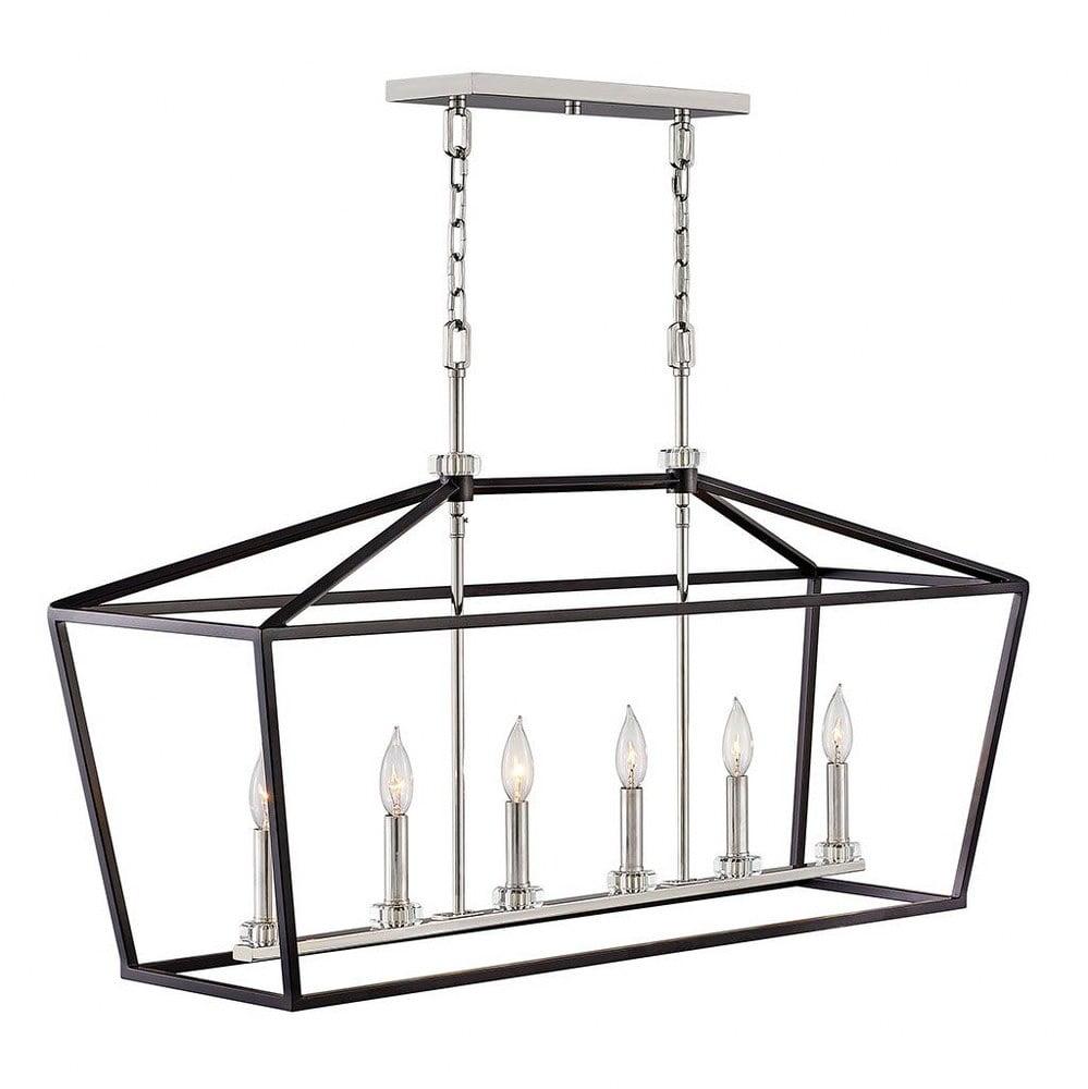 6 Light Linear Chandelier In Transitional Style 42 Inches Wide By 24.5 Inches High-Black Finish Hinkley Lighting 3539Bk