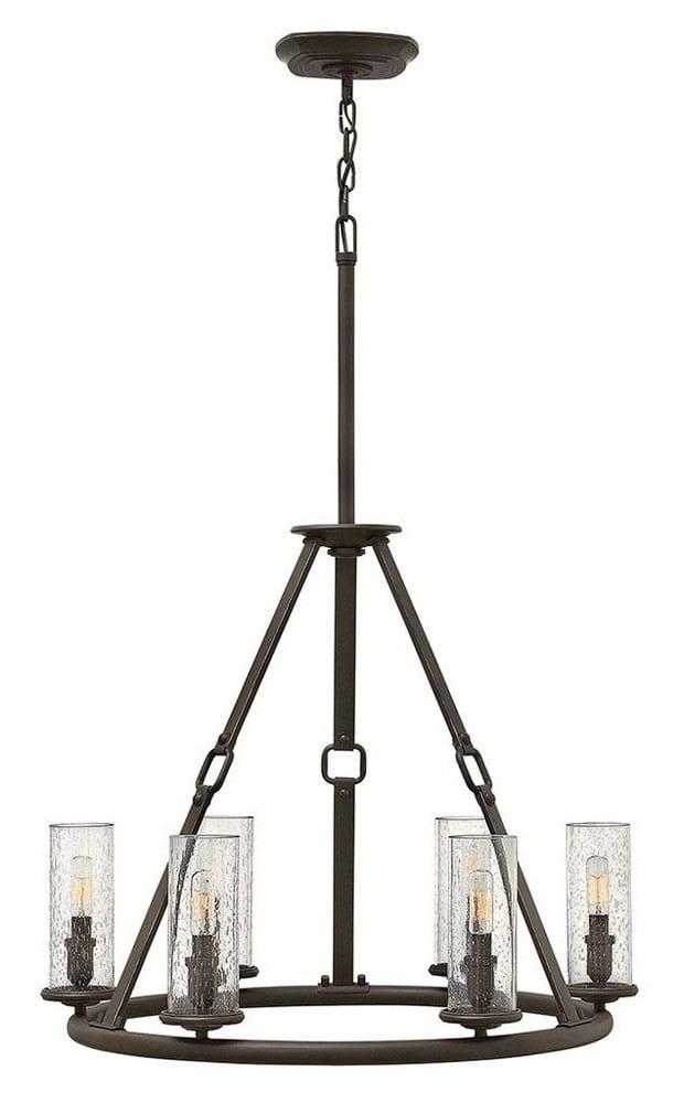 Dakota 6-Light Oil Rubbed Bronze Chandelier with Clear Seedy Glass