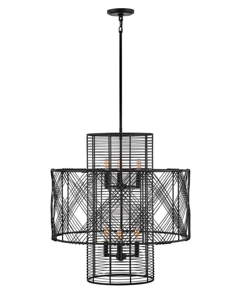 Nikko 6-Light Black Wire Cage Transitional Chandelier