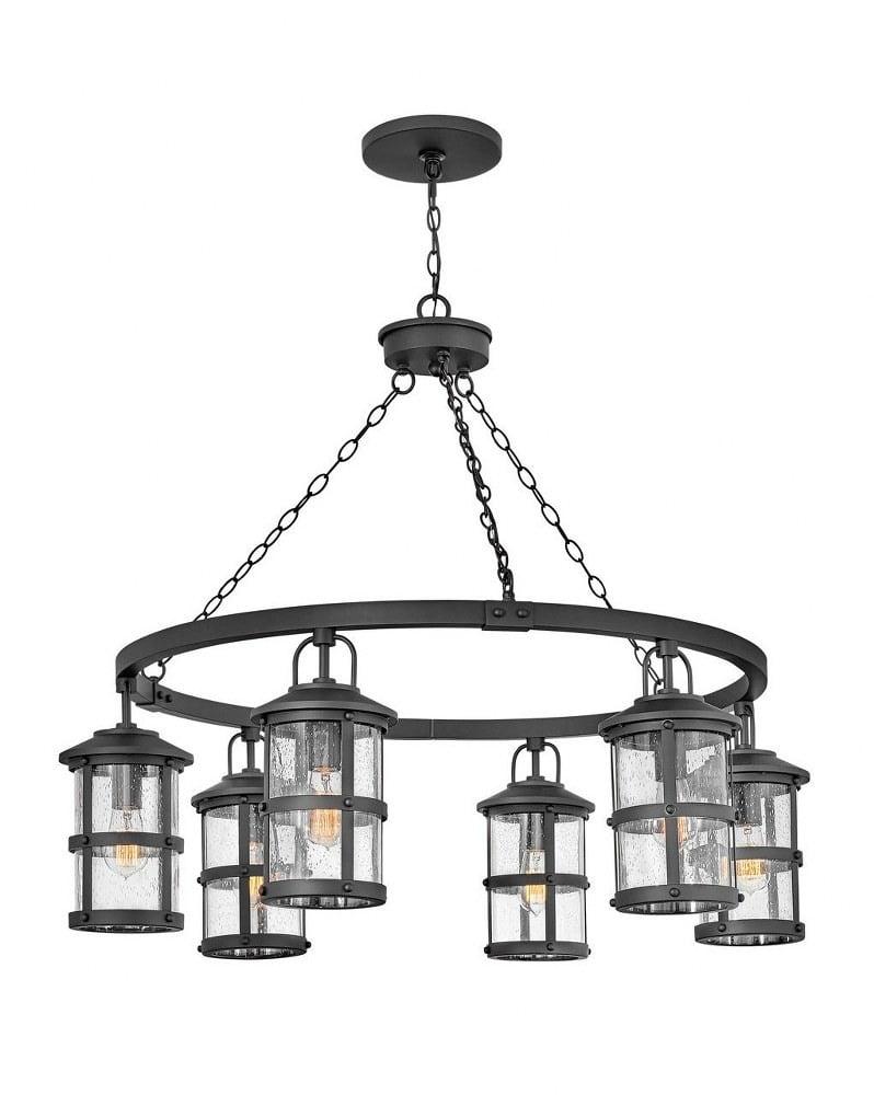 Black Cast Aluminum 6-Light Outdoor Hanging Lantern