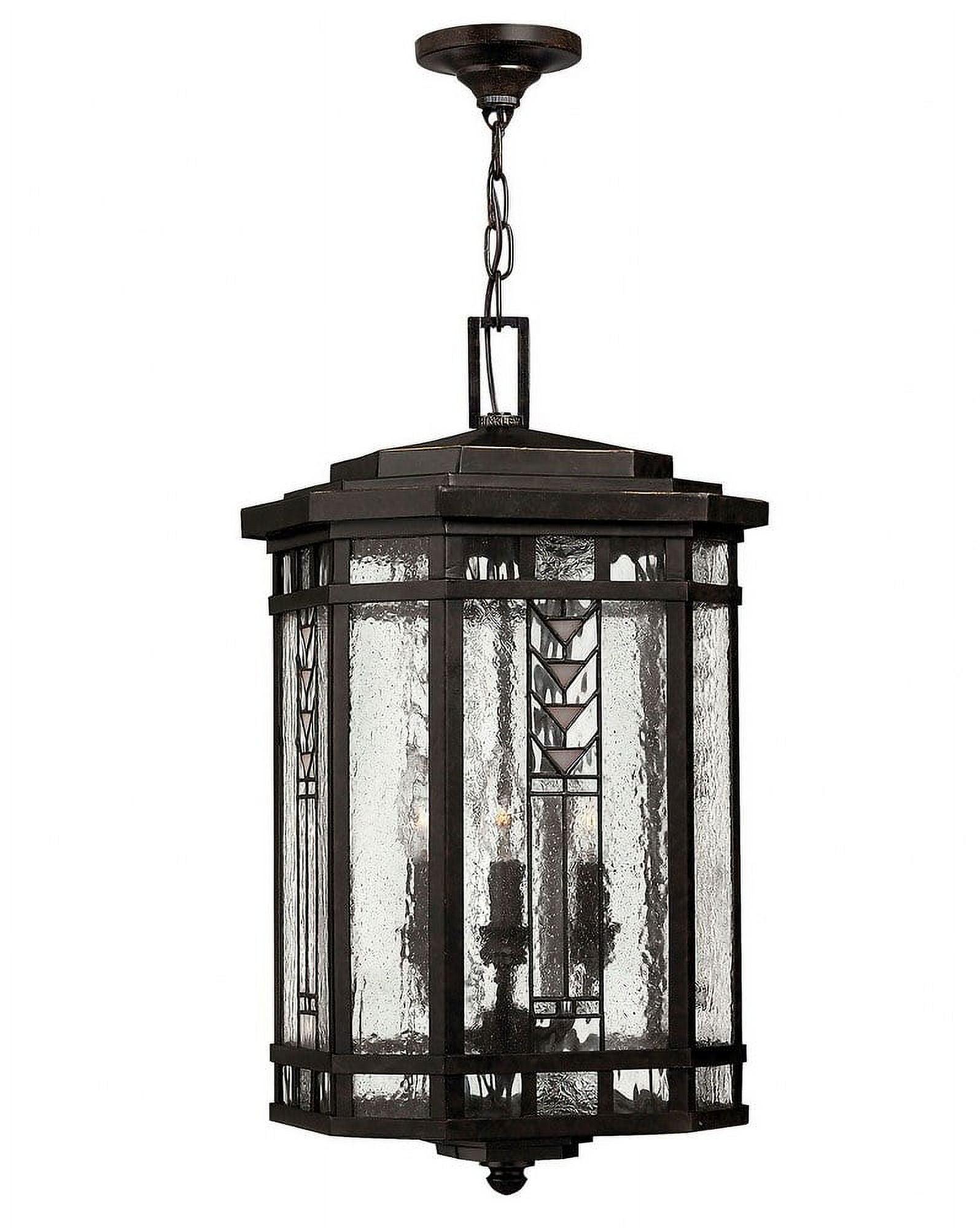 Regency Bronze 4-Light Outdoor Hanging Lantern with Glass Shade