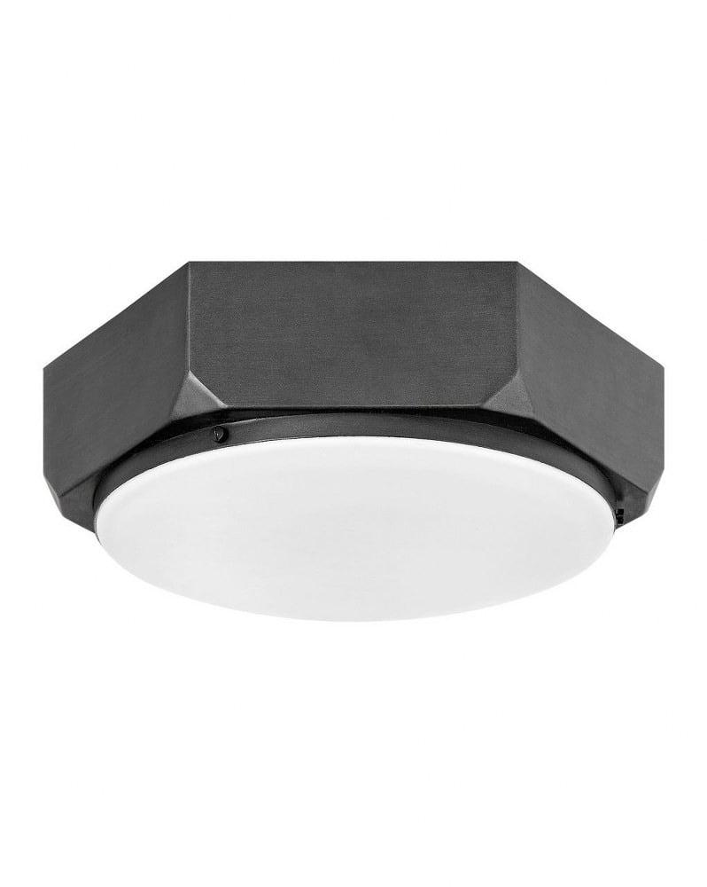 Hexagonal Brushed Graphite 16" LED Flush Mount with Opal Glass