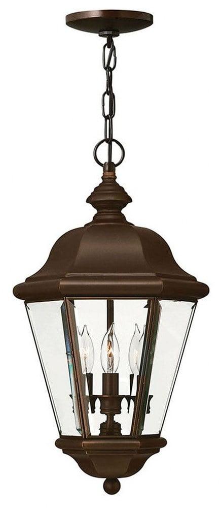 Clifton Park 3-Light Copper Bronze Outdoor Lantern with Clear Glass