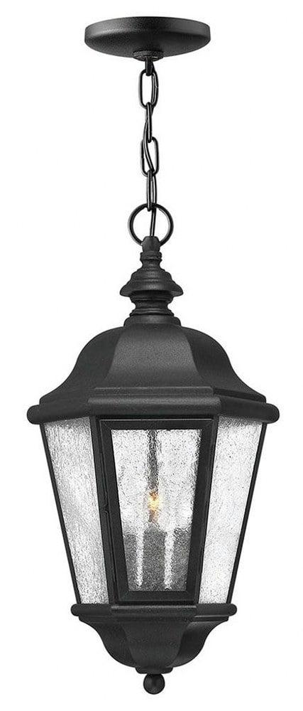 Edgewater Classic 3-Light Black Outdoor Hanging Lantern with Clear Seedy Glass