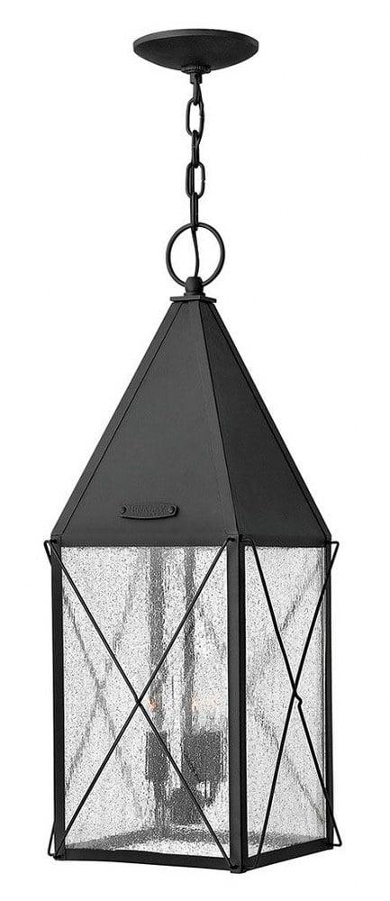 Vintage Matte Black Aluminum Outdoor Lantern with Clear Seedy Glass