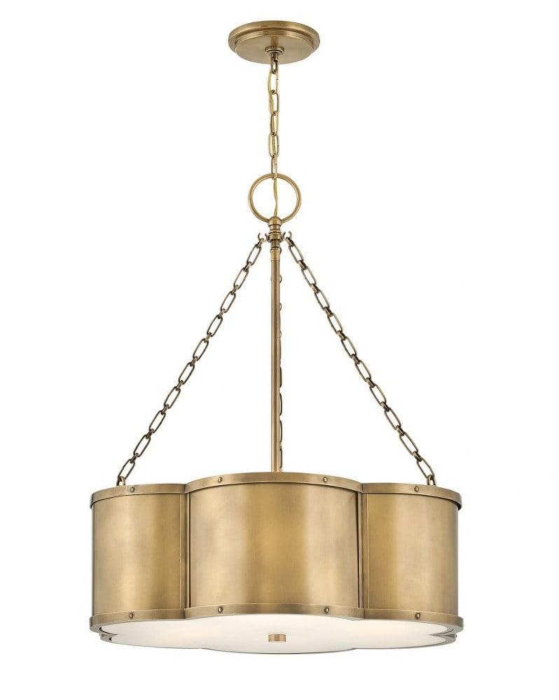 Heritage Brass 3-Light LED Drum Chandelier with Etched Glass