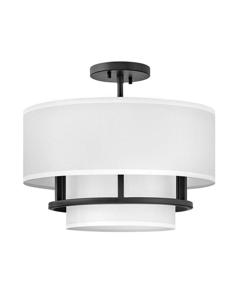 Graham Three-Light Semi-Flush Mount Ceiling Light w/ Faux Parchment Shades