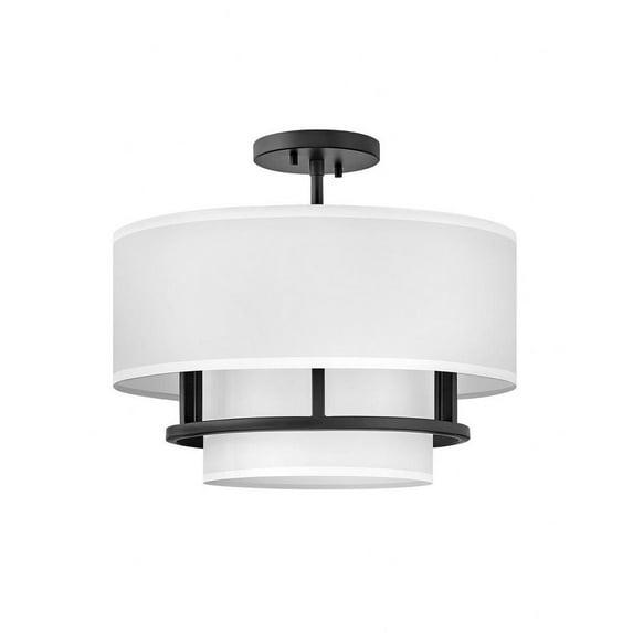 Graham Three-Light Semi-Flush Mount Ceiling Light w/ Faux Parchment Shades