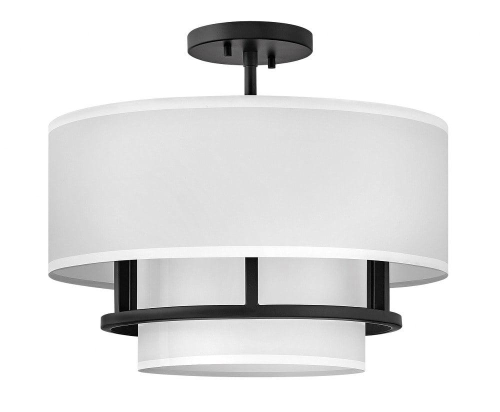 Graham Three-Light Semi-Flush Mount Ceiling Light w/ Faux Parchment Shades