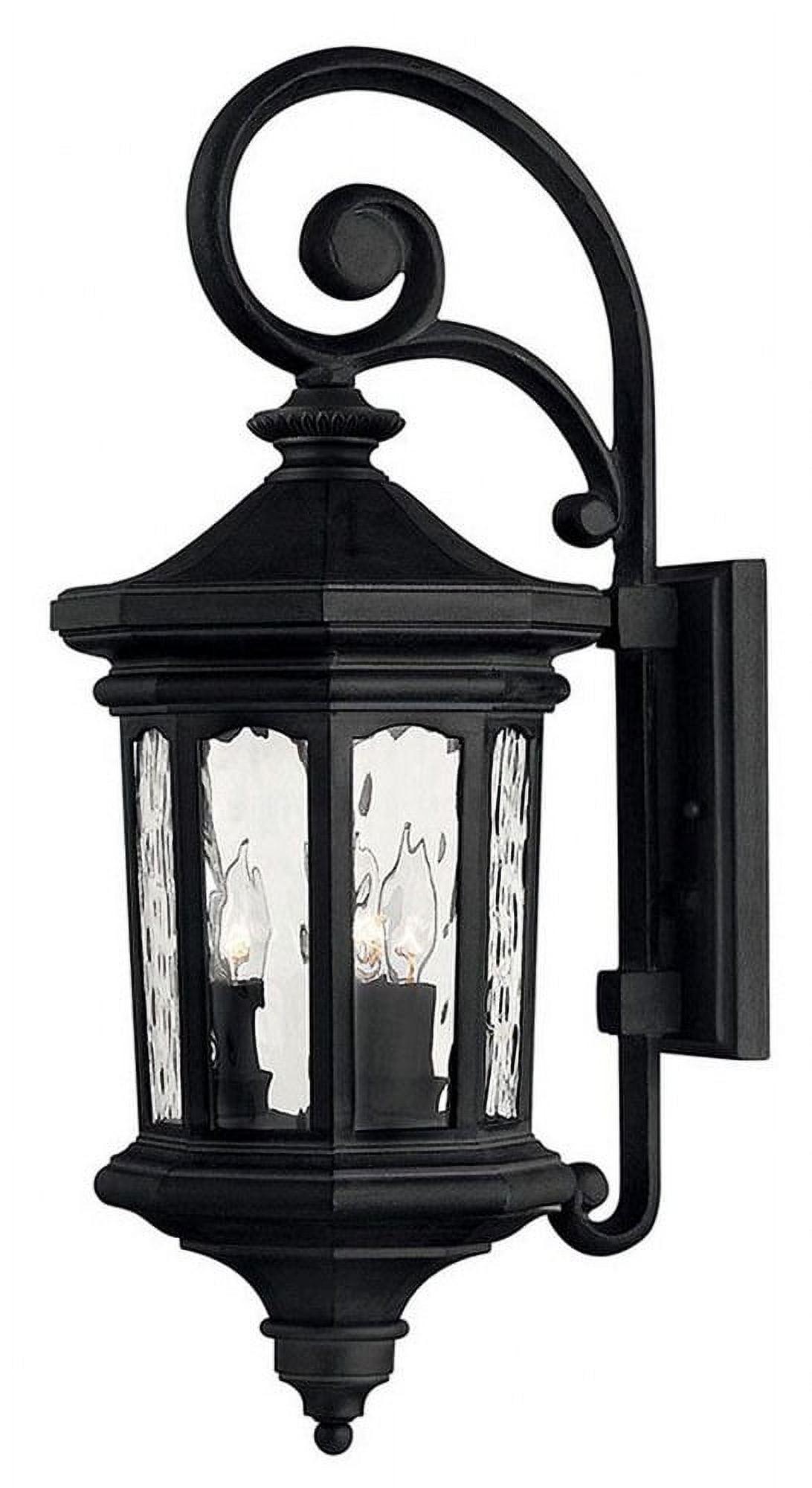 Estate Collection Museum Black 3-Light Outdoor Lantern with Clear Water Glass