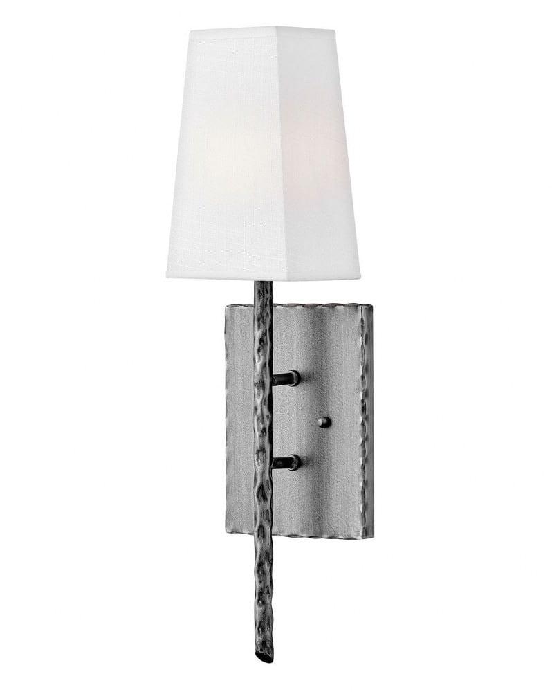 Burnished Nickel Wall Sconce with Off-White Shade