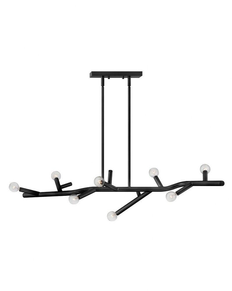 Twiggy Black Steel 8-Light Linear Chandelier