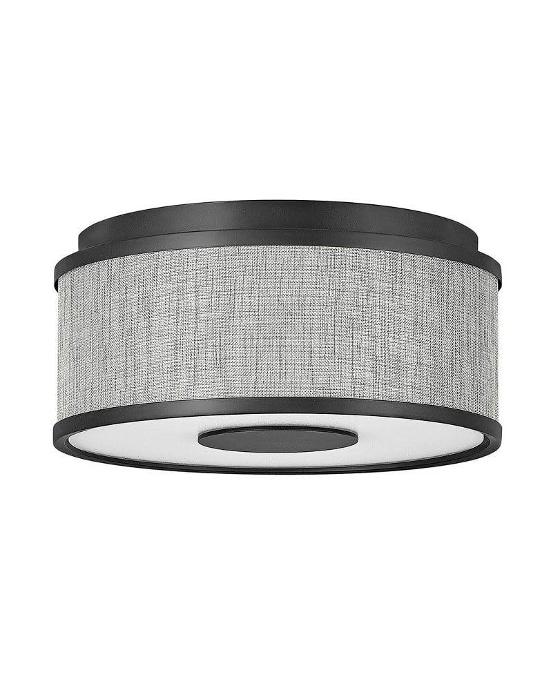 Transitional Black Brushed Nickel LED Drum Flush Mount Light