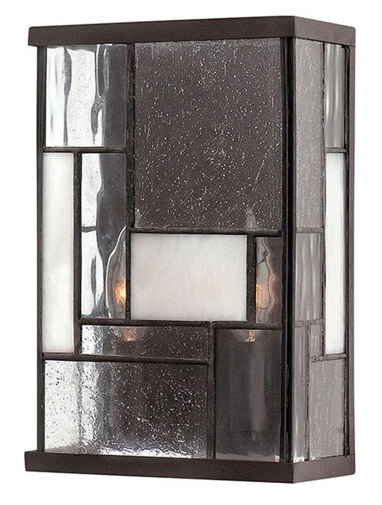 Mondrian Buckeye Bronze 2-Light Dimmable Sconce with Copper Foil Glass