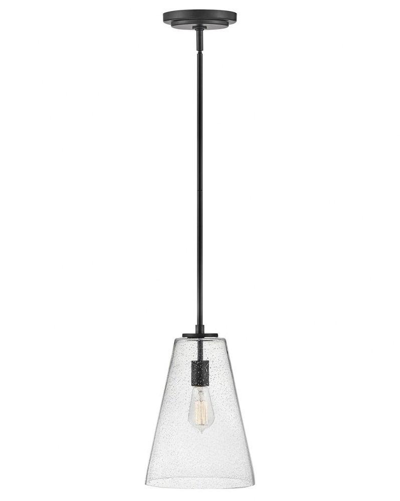 Vance Clear Seedy Glass & Satin Black 1-Light Pendant