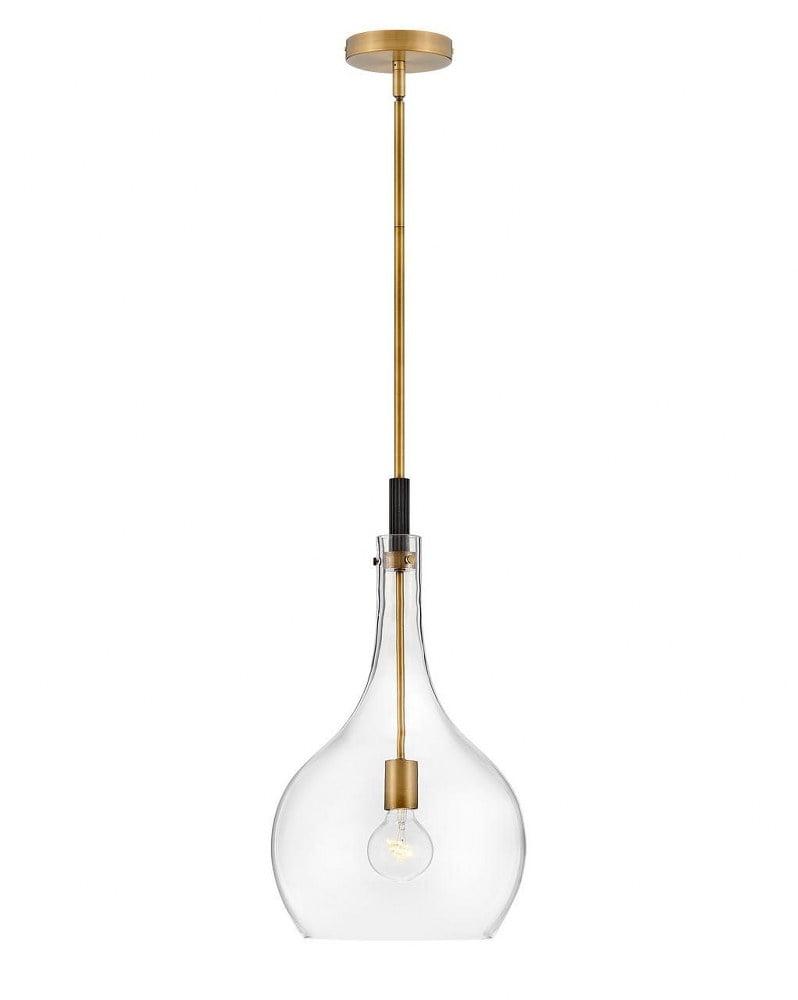 Heritage Brass Clear Glass 1-Light Teardrop Pendant