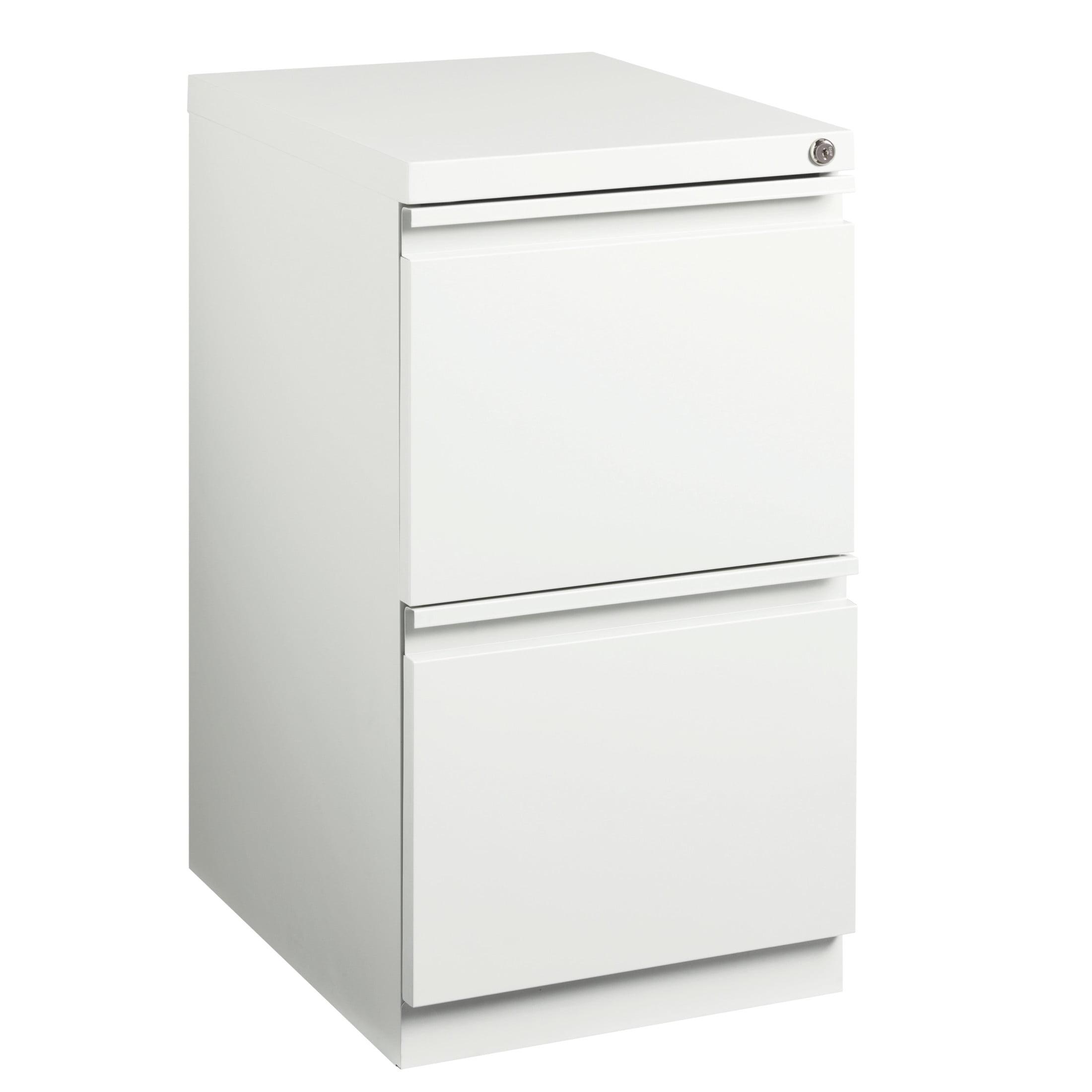 White 2-Drawer Lockable Mobile Steel Pedestal