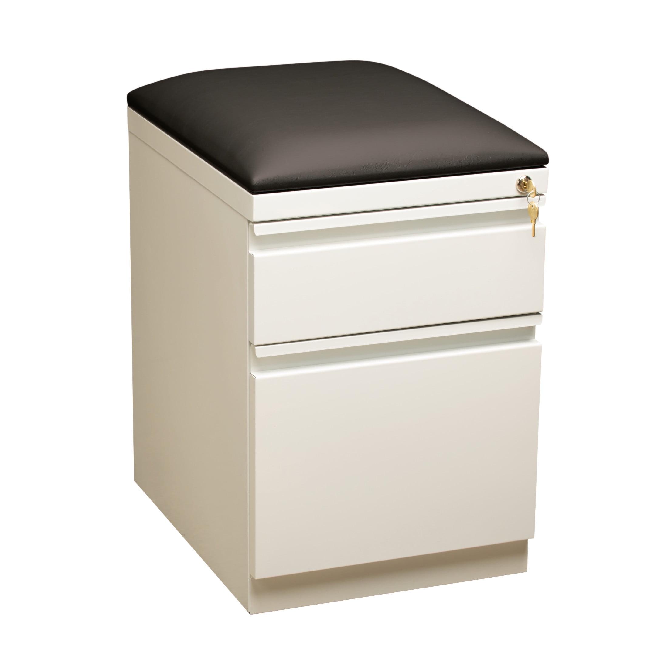 White Mobile 2-Drawer Lockable File Cabinet