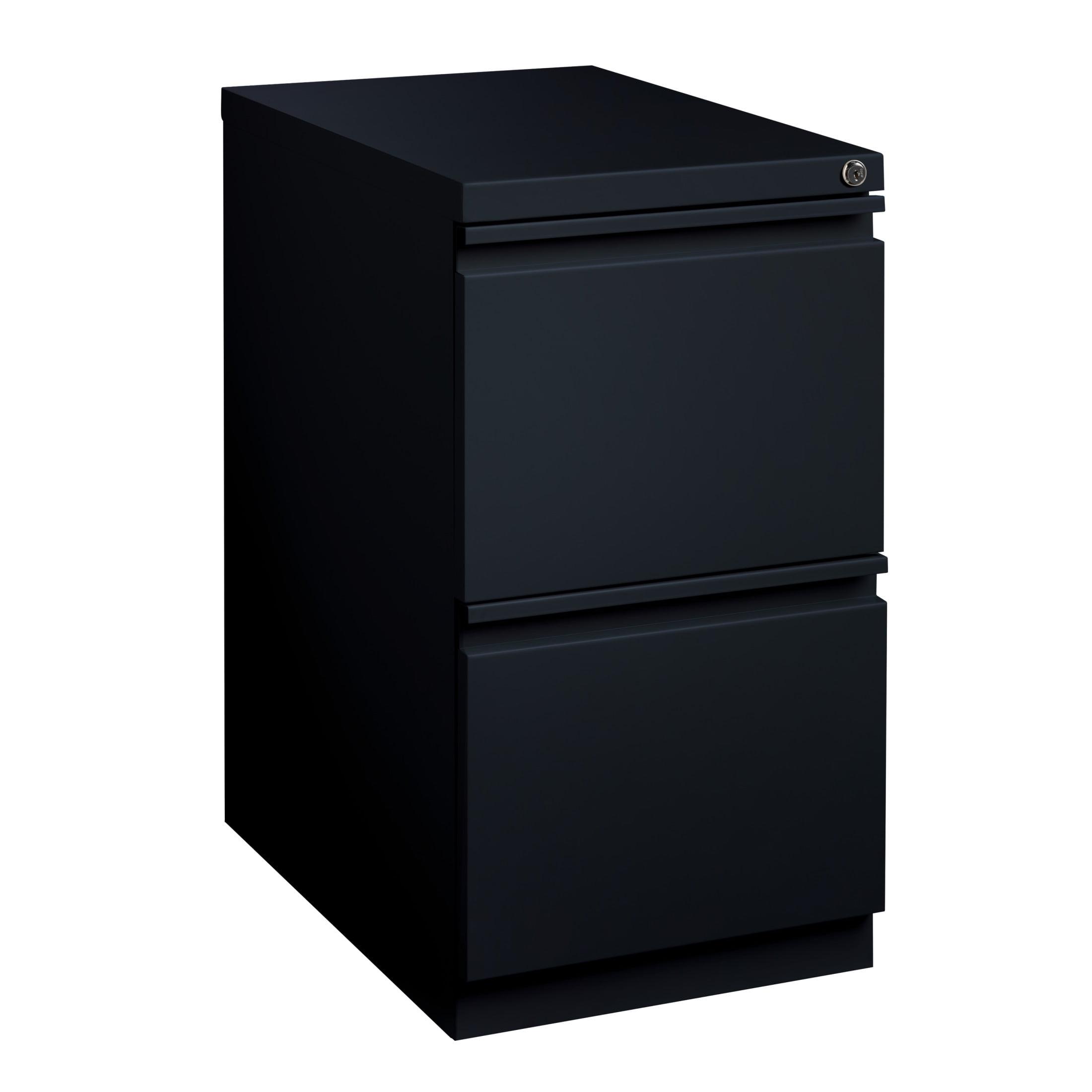 Black Steel 2-Drawer Lockable Mobile Pedestal File Cabinet