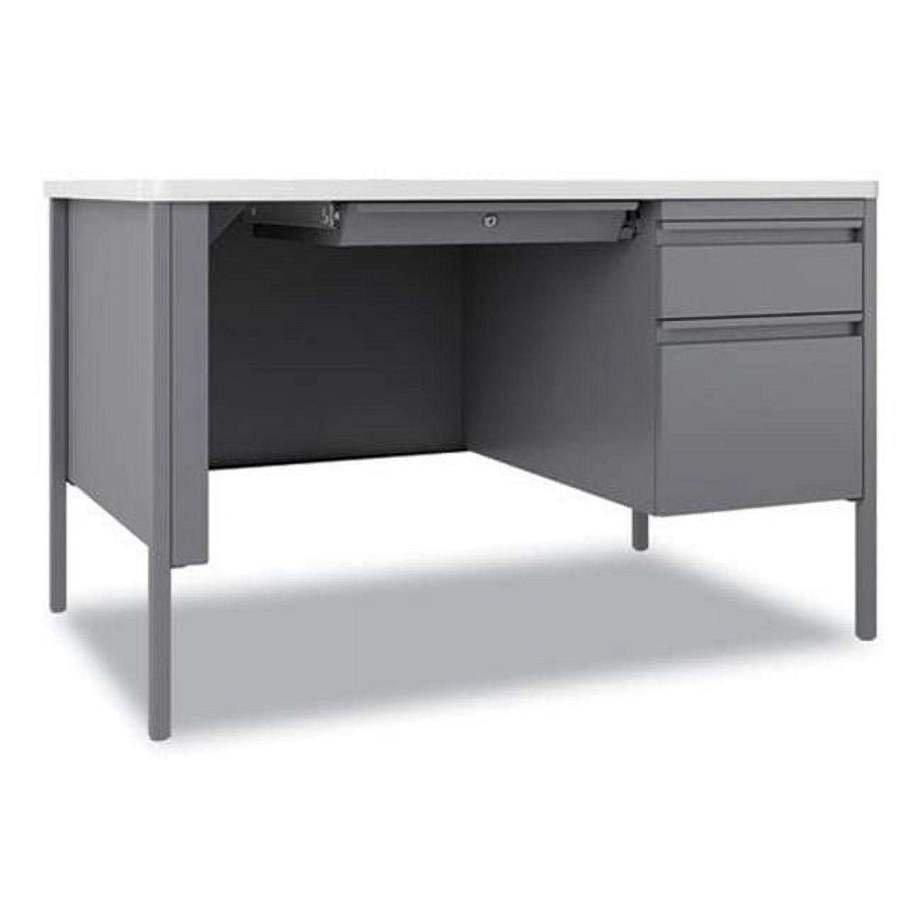 White and Platinum Corner Desk with Drawer and Filing Cabinet