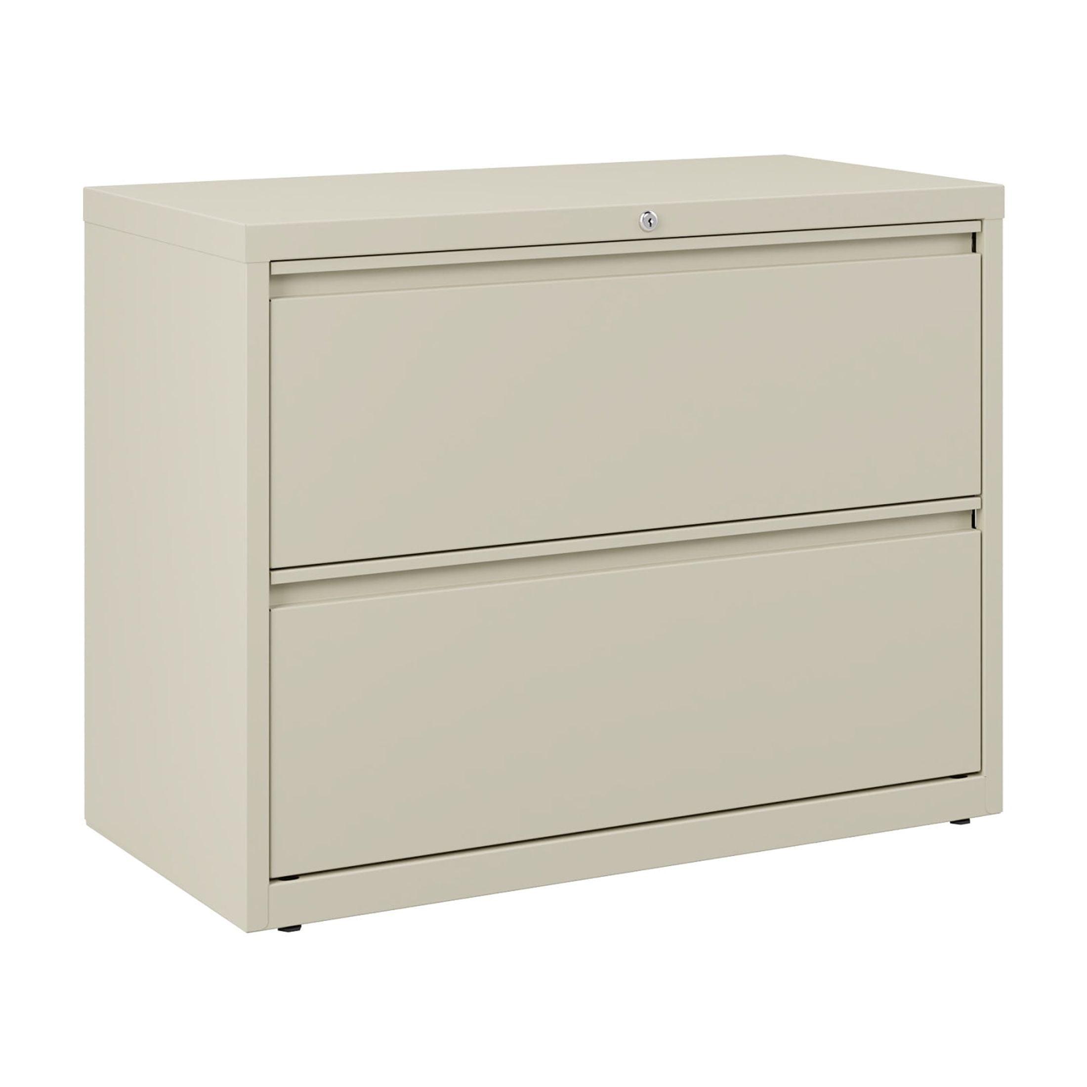 Lorell Lateral File - 2-Drawer 36" x 18.6" x 28.1" - 2 x Drawer(S) for File - Legal, Letter, A4 - Lateral - Rust Proof, Leveling Glide, Interlocking, Ball-bearing Suspension, Label Holder - Putty