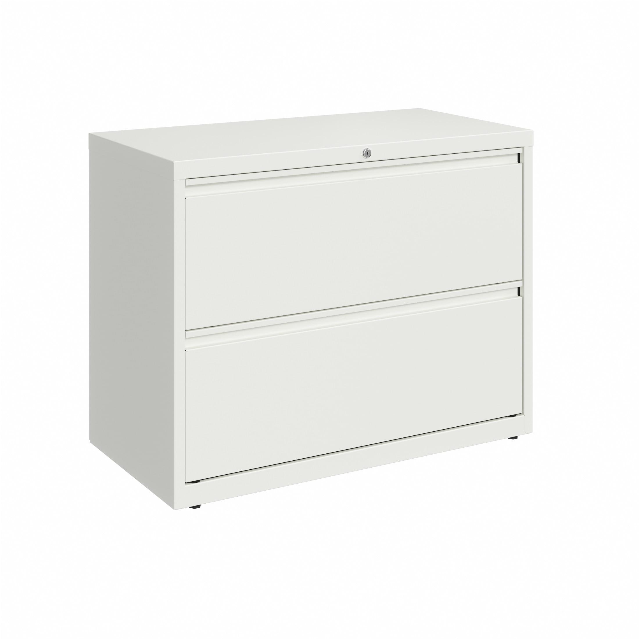 White 36 Inch Steel 2-Drawer Lockable Lateral Filing Cabinet