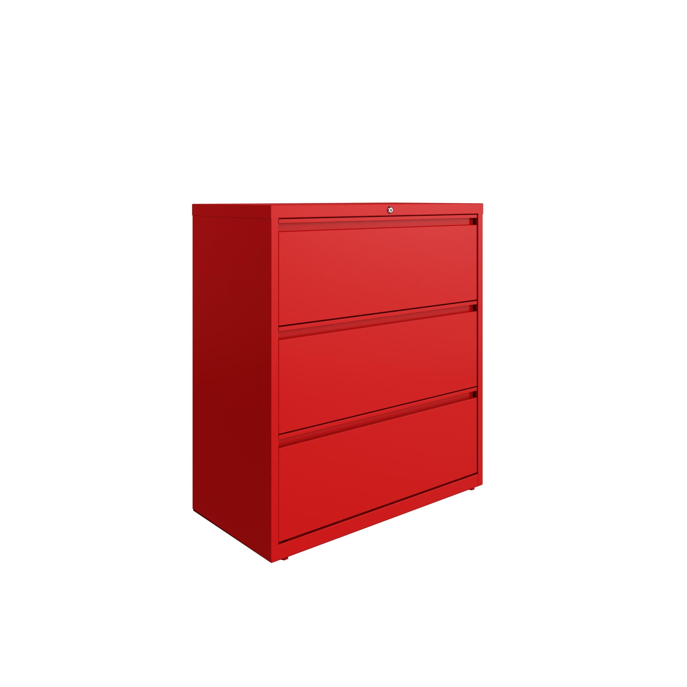 Hirsh 36 Inch Wide 3 Drawer Metal Lateral File Cabinet for Home and Office, Holds Letter, Legal and A4 Hanging Folders, Red
