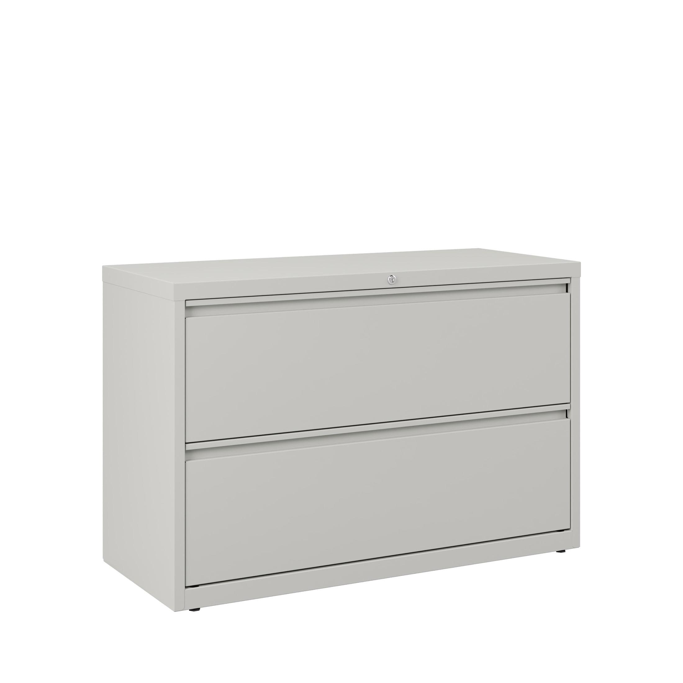 Light Gray 42" Wide 2-Drawer Lockable Steel Lateral File Cabinet