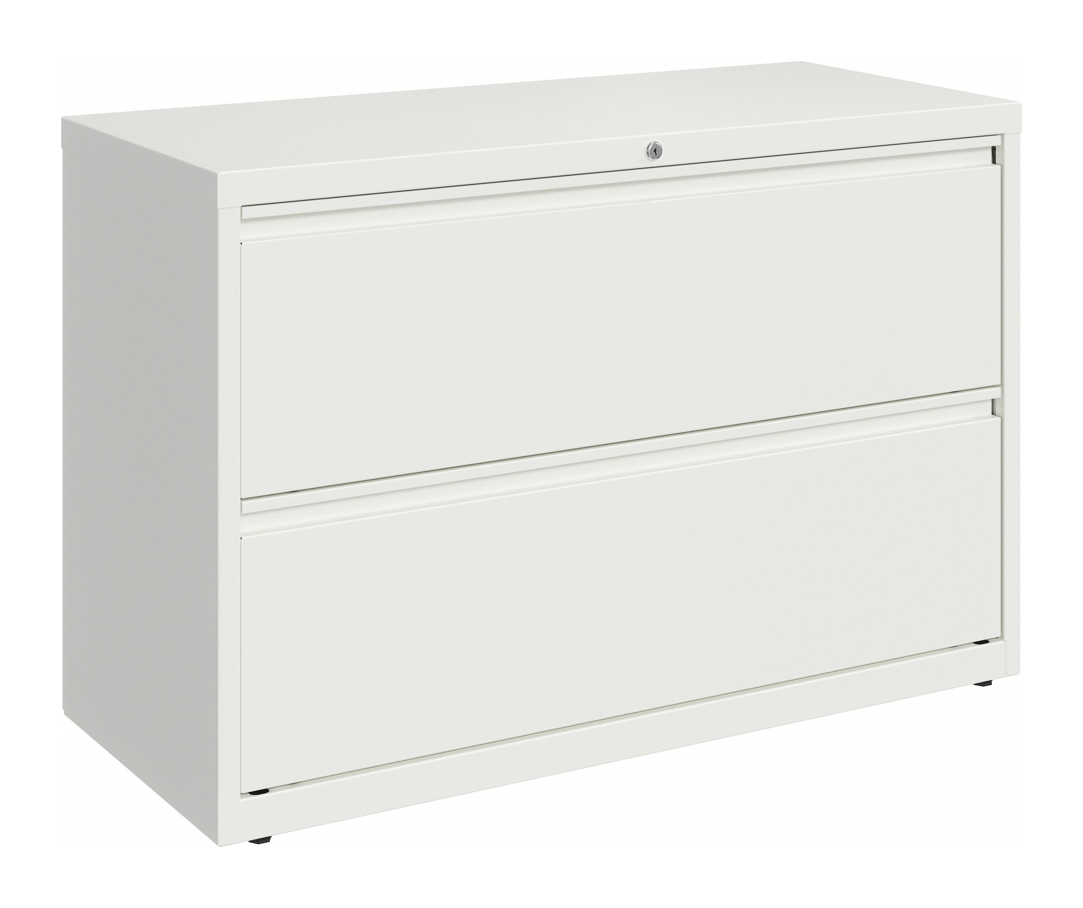 White 42" Wide 2-Drawer Lockable Metal Lateral File Cabinet