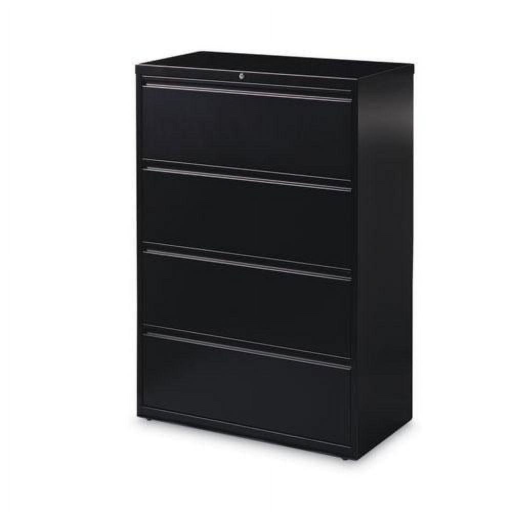 Sleek 4-Drawer Lateral Mobile File Cabinet in Black with Lock