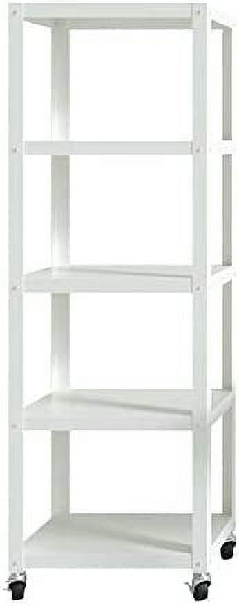 White 72" Industrial Metal 5-Shelf Mobile Bookcase