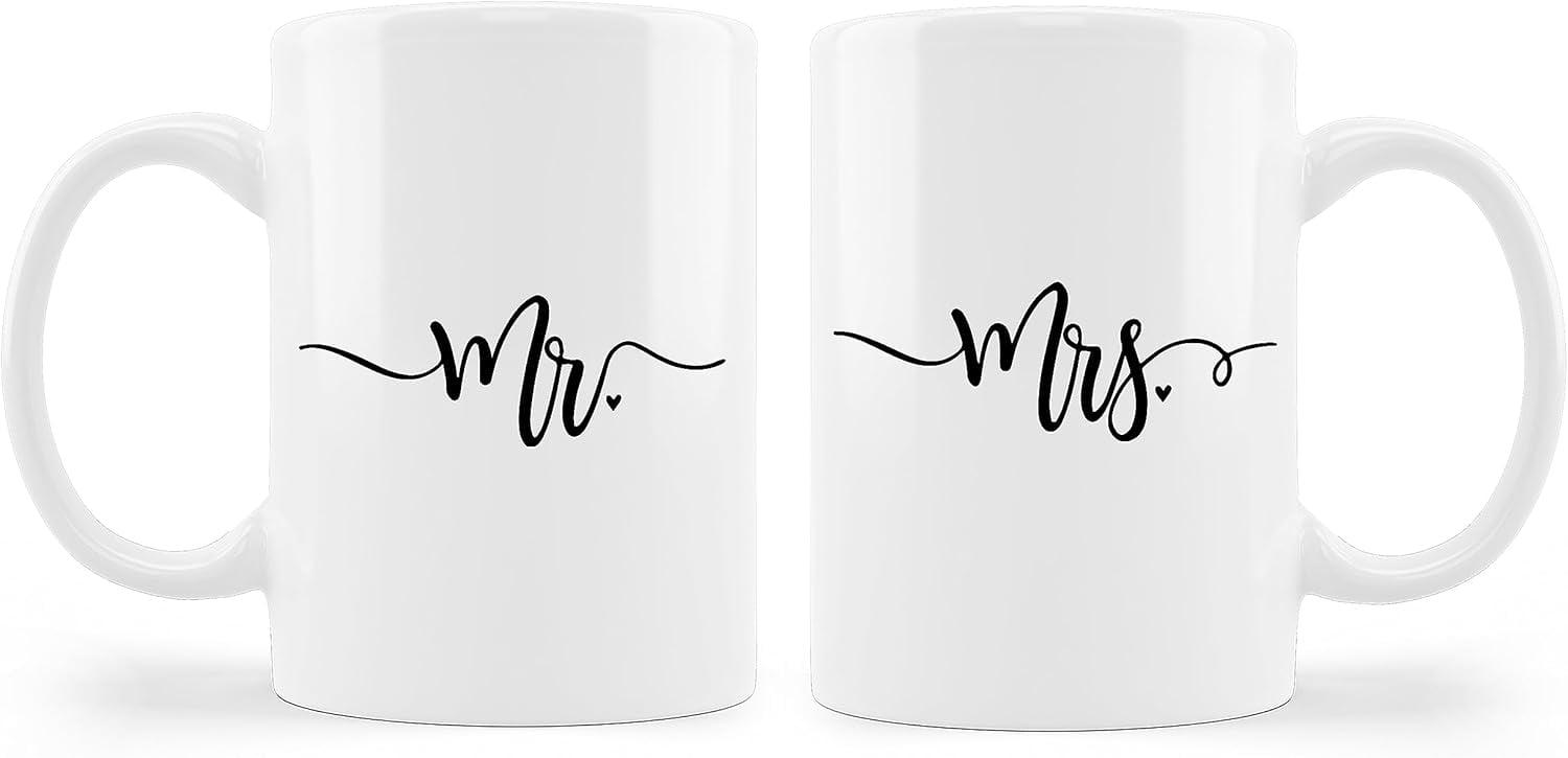 TraQunn Mr and Mrs Coffee Mugs Set Mr and Mrs Gifts Wedding Gifts for Couple Married Couple Gifts Bridal Shower Engaged Couples Engagement Wedding Anniversary Matching Mugs 11 Ounce