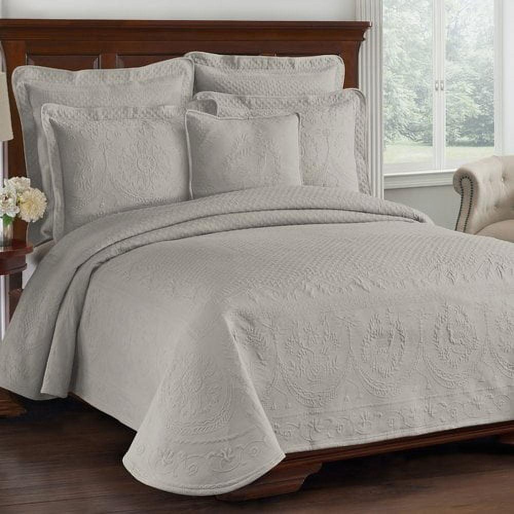 Historic Charleston King Charles Matelasse Queen Coverlet in Grey